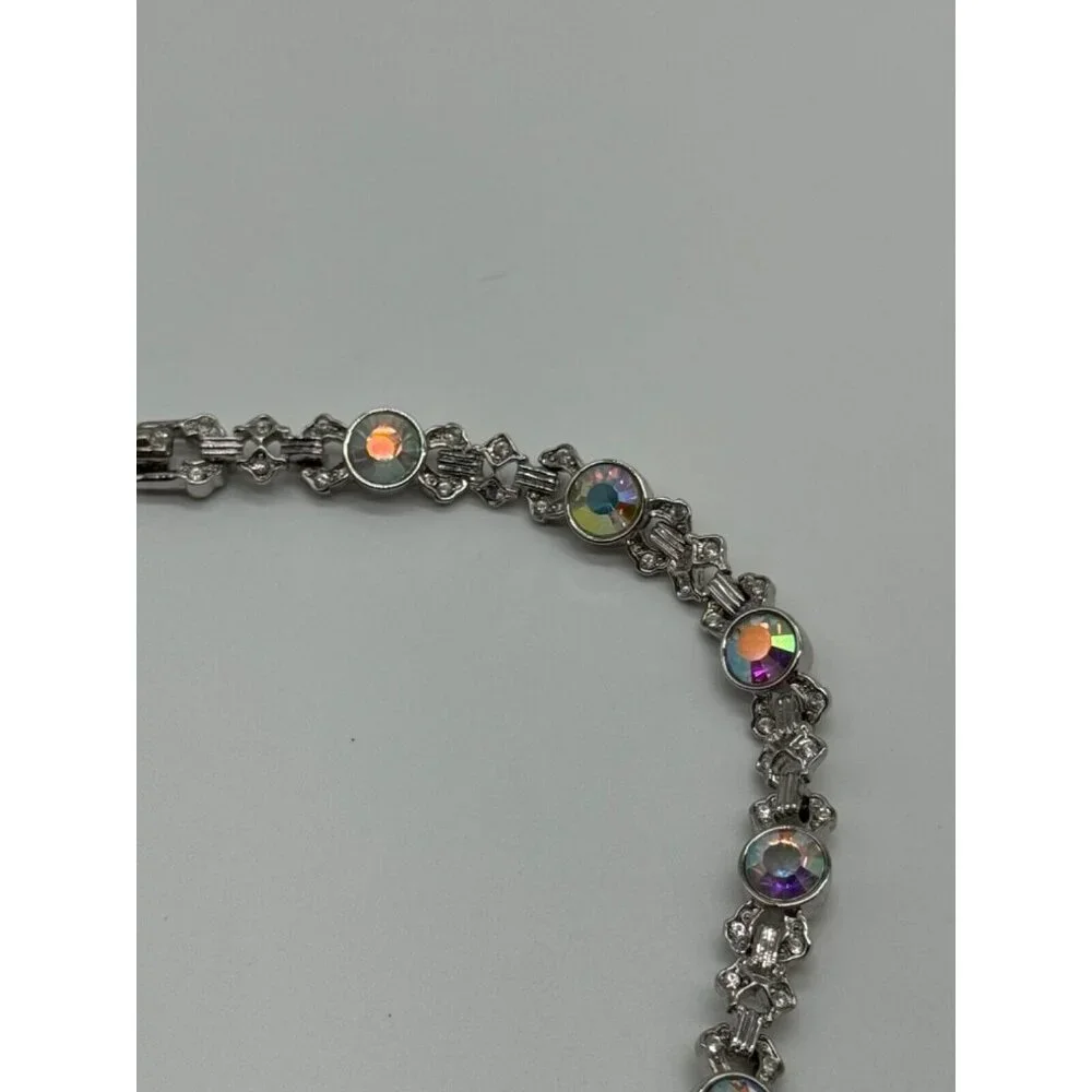 Nolan Miller Glamour Collection Roxanne AB‎ Rhinestone Silver Tone Necklace
